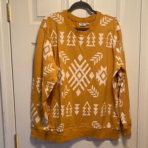 Mighty Fine Geometric Mustard Crewneck Sweatshirt…size 1X